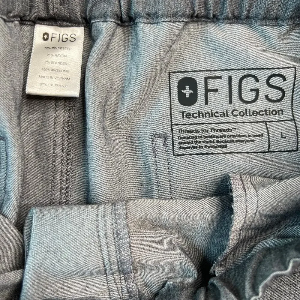 FIGS Men's Pisco Basic Scrub Pants Elastic Waistband Straight Leg Pockets Size L